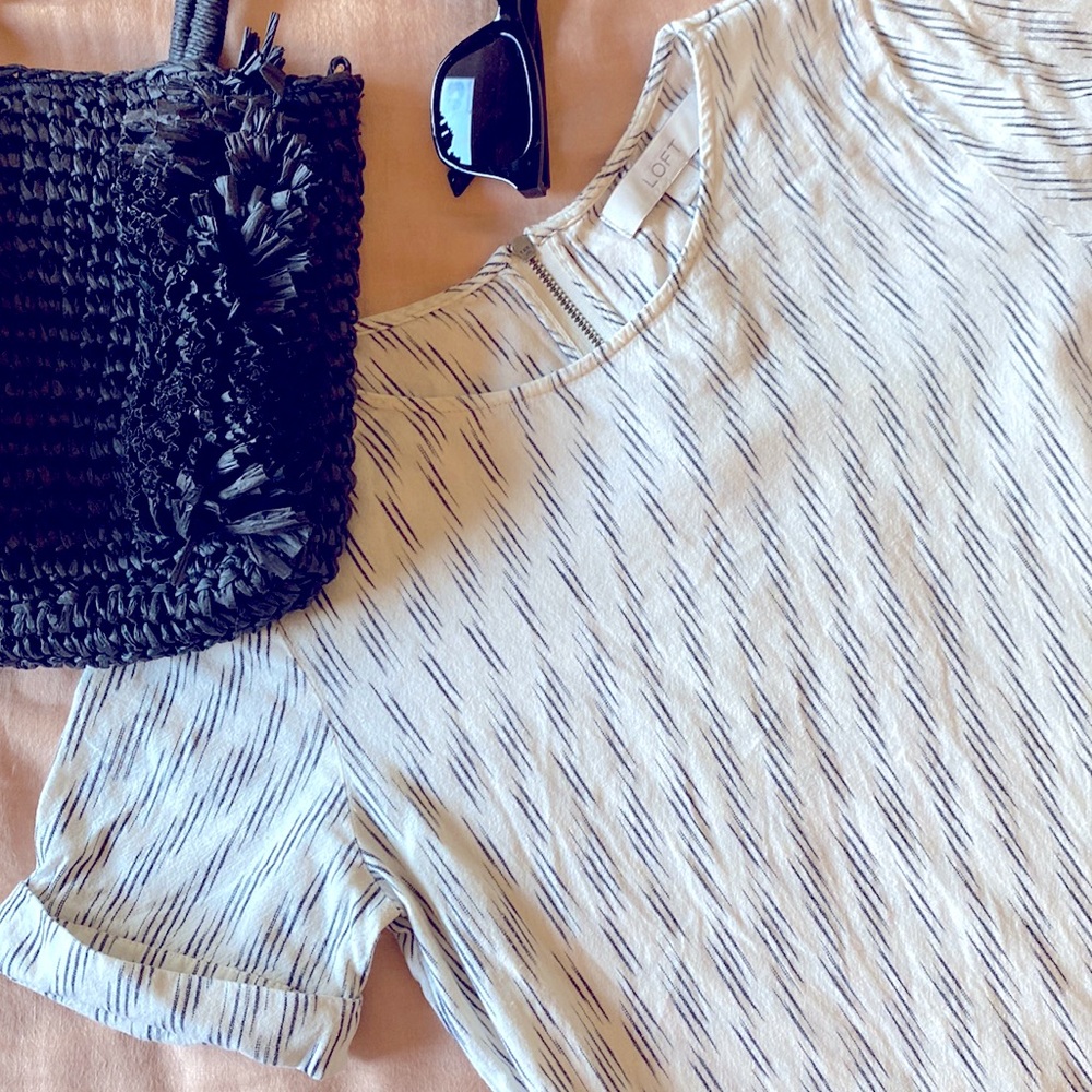 LOFT Short Sleeve Drawstring Summer Dress